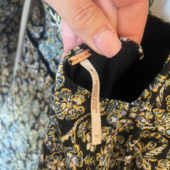 Free People Boheme Floral Long Sleeve Square Neck Mini Dress - 10 - Picture 9 of 9